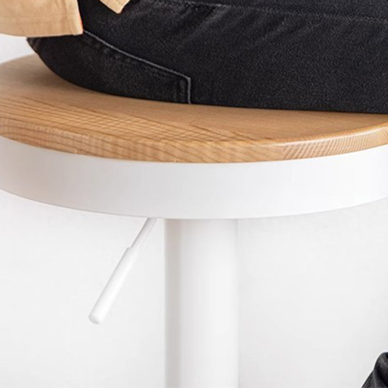 Modern Minimalist Solid Wood Iron Cylindrical Bar Stool Backless For Dining Room & Kitchen