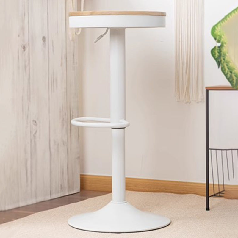Modern Minimalist Solid Wood Iron Cylindrical Bar Stool Backless For Dining Room & Kitchen