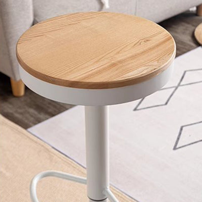 Modern Minimalist Solid Wood Iron Cylindrical Bar Stool Backless For Dining Room & Kitchen