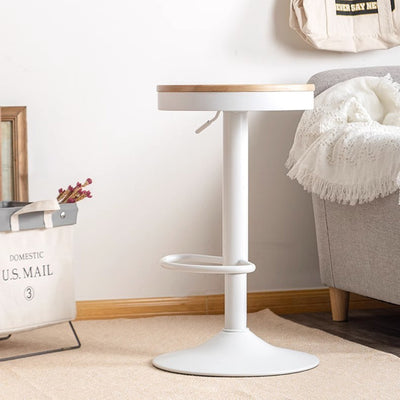 Modern Minimalist Solid Wood Iron Cylindrical Bar Stool Backless For Dining Room & Kitchen