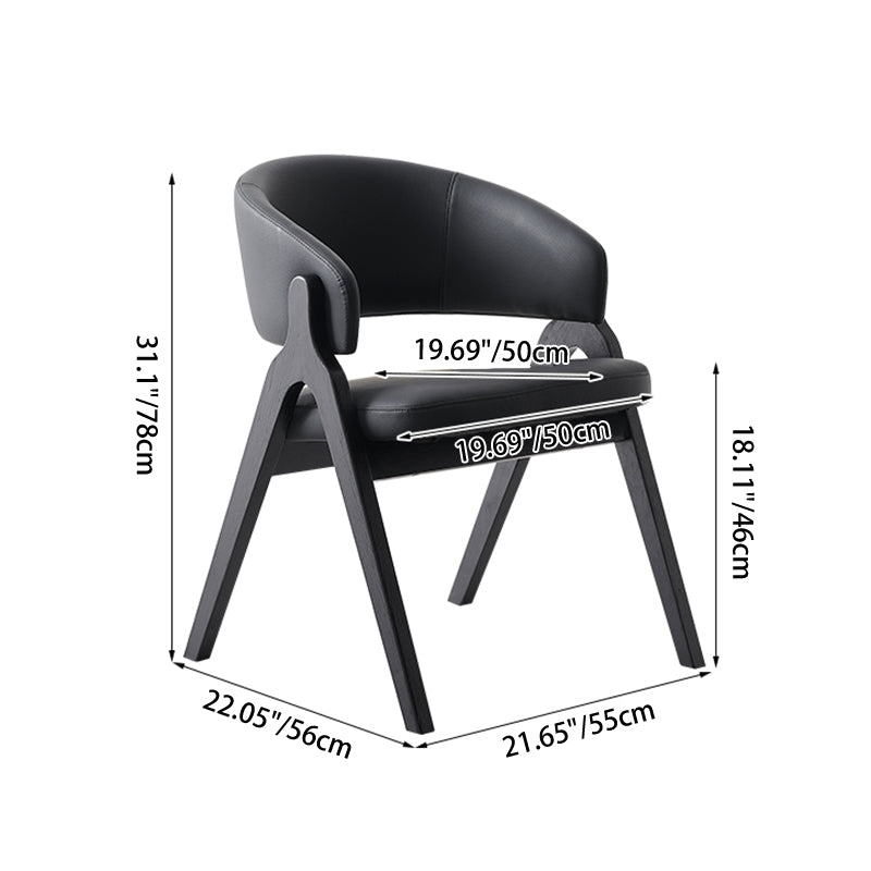 Chaise de salle à manger contemporaine scandinave en cuir microfibre, cadre en bois de frêne, mousse, dossier et accoudoirs courbés pour salle à manger 