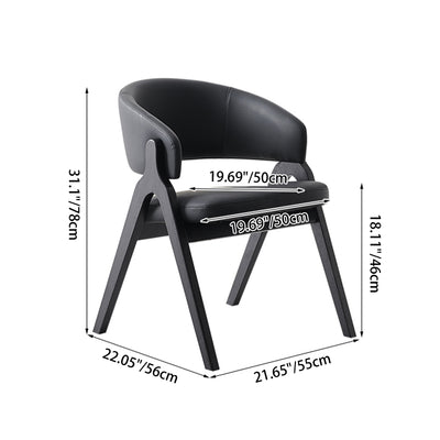 Contemporary Scandinavian Microfiber Leather Ash Wood Frame Sponge Curved Dining Chair Backrest Armrest For Dining Room