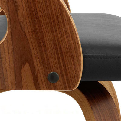 Modern Mid-century PU Leather Bentwood Sponge Curved Bar Stool Backrest Armrest For Dining Room