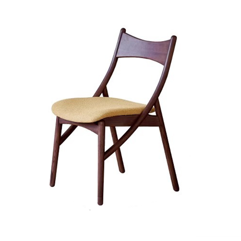 Chaise de salle à manger sans accoudoirs en bois massif, silicone, cuir et tissu, au style vintage traditionnel, rectangulaire et incurvé, en forme de chat, avec dossier, pour salle à manger 