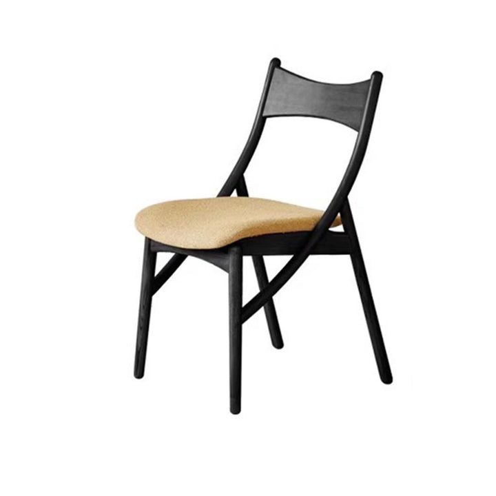 Chaise de salle à manger sans accoudoirs en bois massif, silicone, cuir et tissu, au style vintage traditionnel, rectangulaire et incurvé, en forme de chat, avec dossier, pour salle à manger 