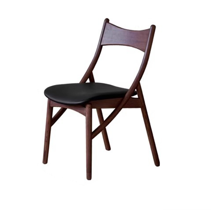 Chaise de salle à manger sans accoudoirs en bois massif, silicone, cuir et tissu, au style vintage traditionnel, rectangulaire et incurvé, en forme de chat, avec dossier, pour salle à manger 