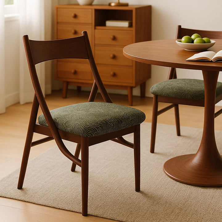 Chaise de salle à manger sans accoudoirs en bois massif, silicone, cuir et tissu, au style vintage traditionnel, rectangulaire et incurvé, en forme de chat, avec dossier, pour salle à manger 