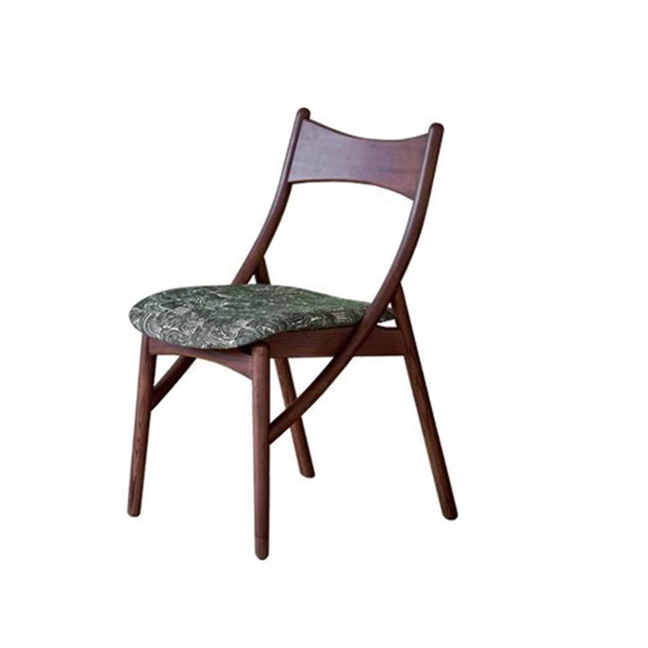 Chaise de salle à manger sans accoudoirs en bois massif, silicone, cuir et tissu, au style vintage traditionnel, rectangulaire et incurvé, en forme de chat, avec dossier, pour salle à manger 