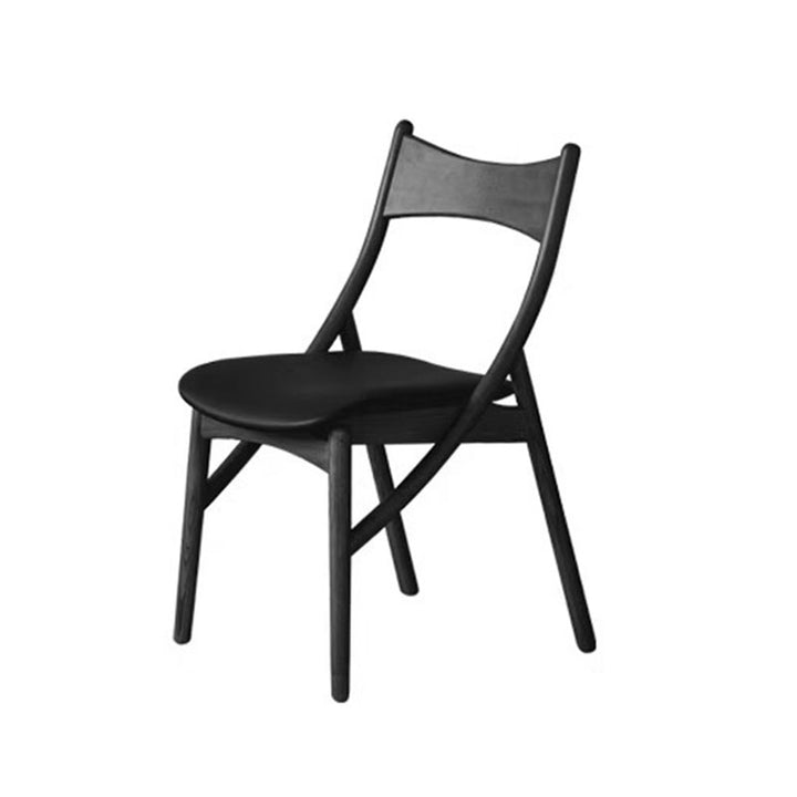 Chaise de salle à manger sans accoudoirs en bois massif, silicone, cuir et tissu, au style vintage traditionnel, rectangulaire et incurvé, en forme de chat, avec dossier, pour salle à manger 