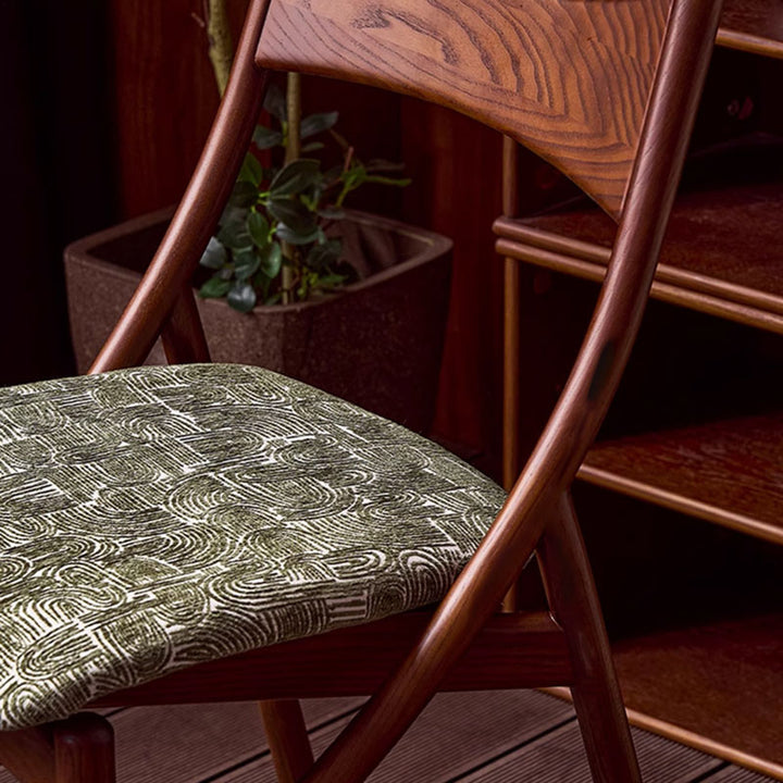Chaise de salle à manger sans accoudoirs en bois massif, silicone, cuir et tissu, au style vintage traditionnel, rectangulaire et incurvé, en forme de chat, avec dossier, pour salle à manger 