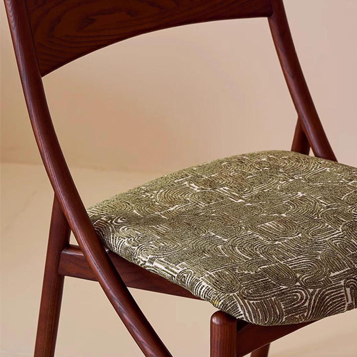 Chaise de salle à manger sans accoudoirs en bois massif, silicone, cuir et tissu, au style vintage traditionnel, rectangulaire et incurvé, en forme de chat, avec dossier, pour salle à manger 