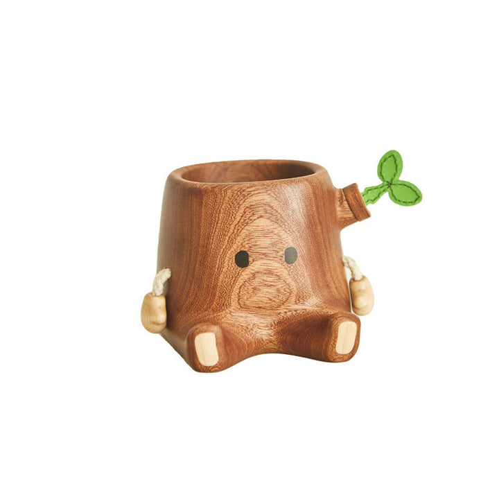 Contemporary Creative Ebony Wood Tree Stump-shaped Table Decor For Living Room &amp; Bedroom