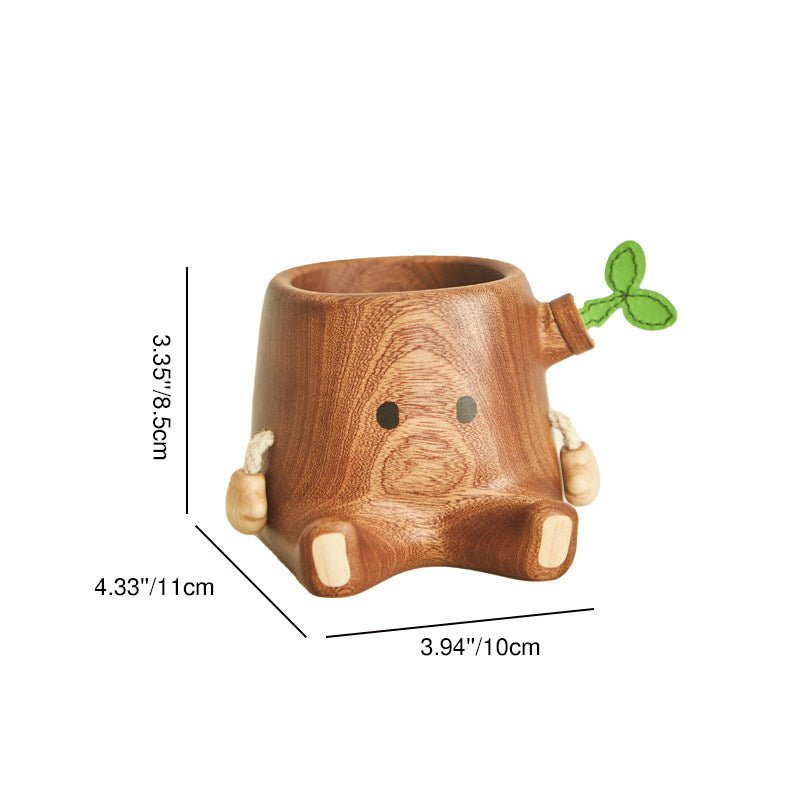 Contemporary Creative Ebony Wood Tree Stump-shaped Table Decor For Living Room &amp; Bedroom