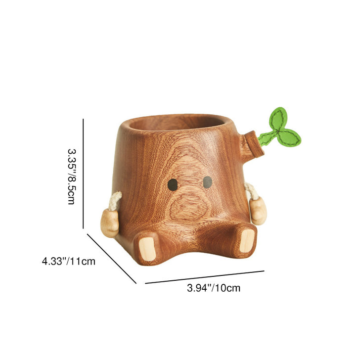 Contemporary Creative Ebony Wood Tree Stump-shaped Table Decor For Living Room &amp; Bedroom
