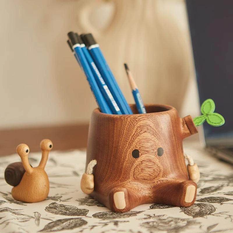 Contemporary Creative Ebony Wood Tree Stump-shaped Table Decor For Living Room &amp; Bedroom