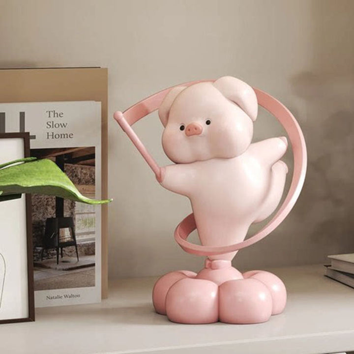 Contemporary Creative Resin Pig-shaped Table Decor With Manual Rotation For Living Room &amp; Entryway