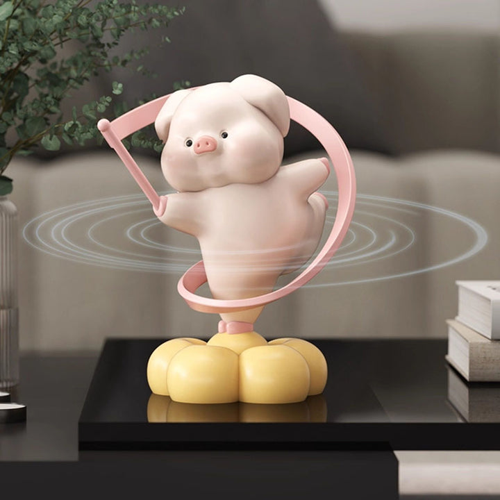 Contemporary Creative Resin Pig-shaped Table Decor With Manual Rotation For Living Room &amp; Entryway