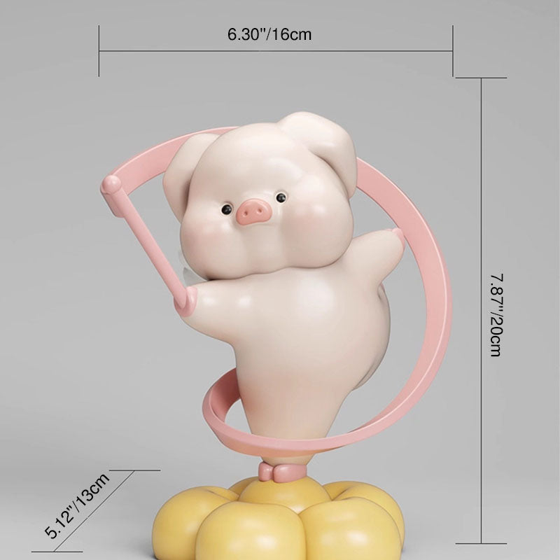 Contemporary Creative Resin Pig-shaped Table Decor With Manual Rotation For Living Room &amp; Entryway