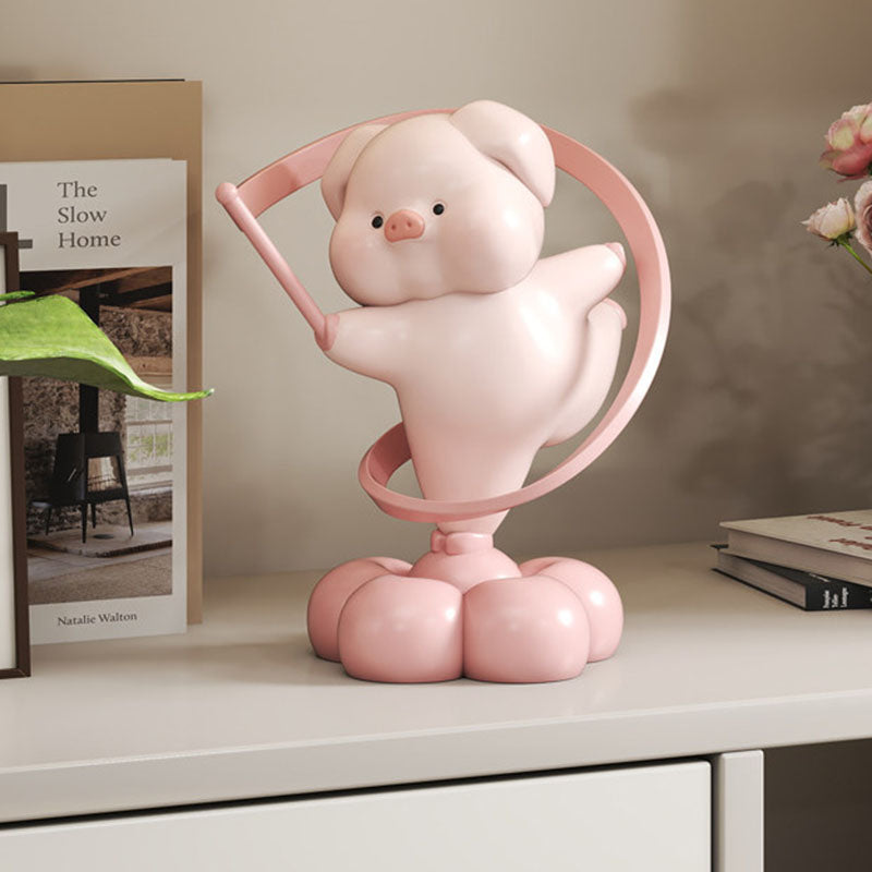 Contemporary Creative Resin Pig-shaped Table Decor With Manual Rotation For Living Room &amp; Entryway