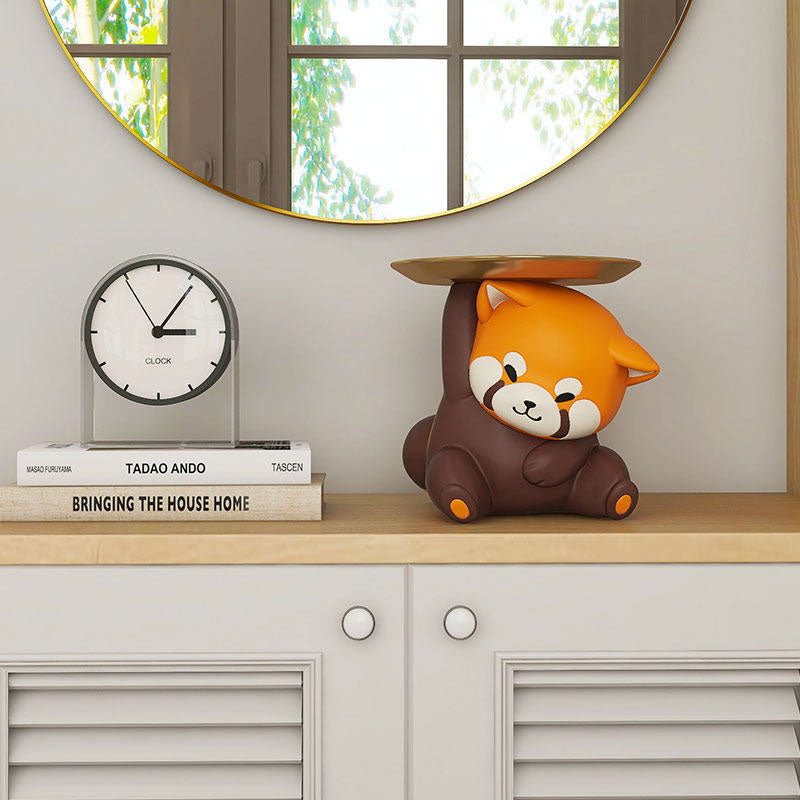 Contemporary Creative Resin Raccoon-shaped Table Decor With Key Storage For Entryway &amp; Living Room