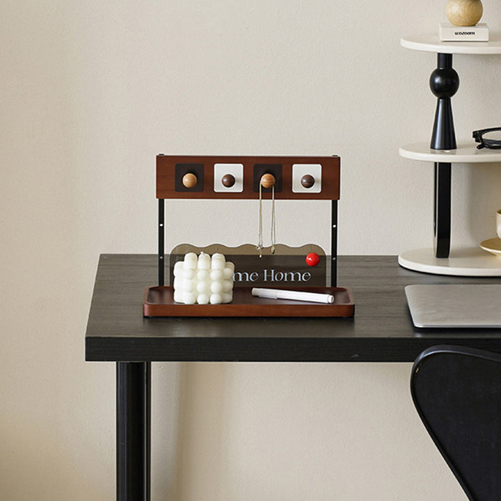 Contemporary Retro Pine Wood Rectangular Table Decor Organizer Tray With Storage For Entryway &amp; Living Room