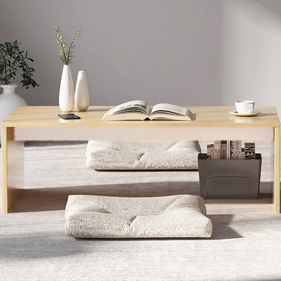 Modern Minimalist Rectangle MDF Low Coffee Table 2-Tier For Living Room