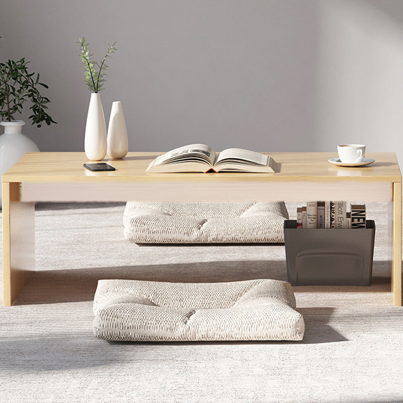 Modern Minimalist Rectangle MDF Low Coffee Table 2-Tier For Living Room