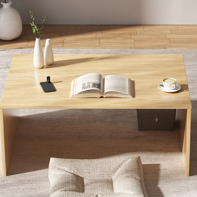 Modern Minimalist Rectangle MDF Low Coffee Table 2-Tier For Living Room