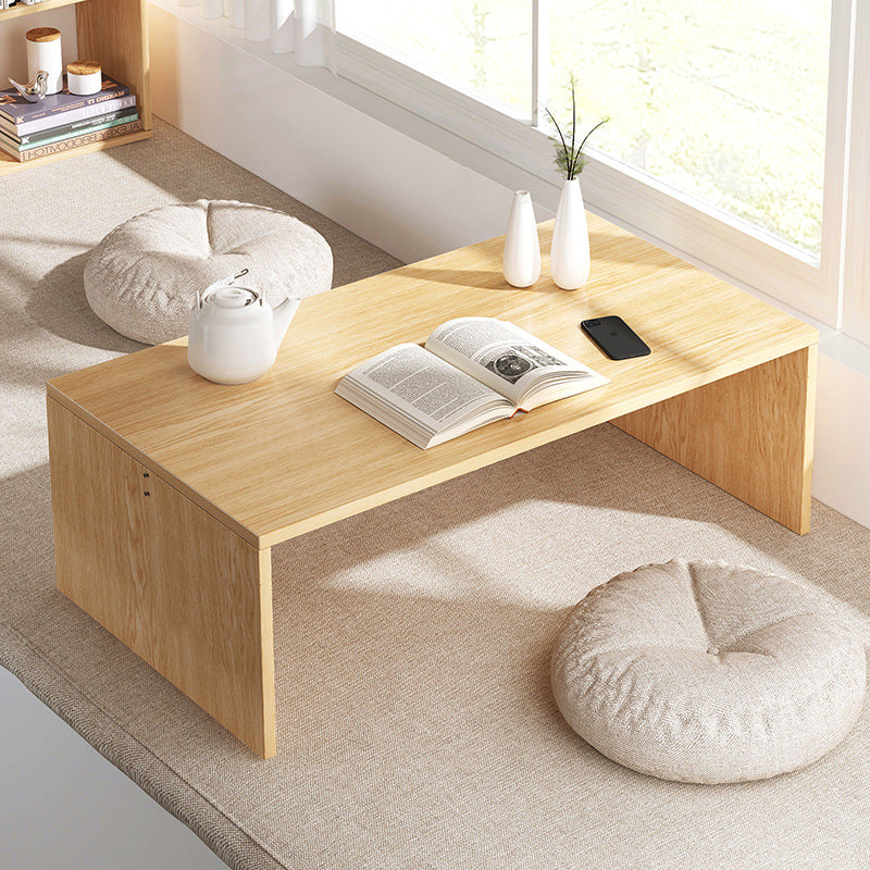 Modern Minimalist Rectangle MDF Low Coffee Table 2-Tier For Living Room