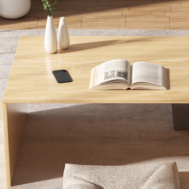 Modern Minimalist Rectangle MDF Low Coffee Table 2-Tier For Living Room