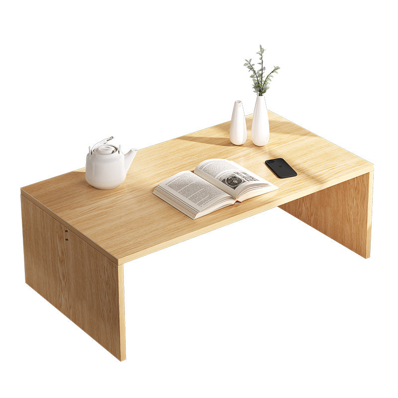 Modern Minimalist Rectangle MDF Low Coffee Table 2-Tier For Living Room