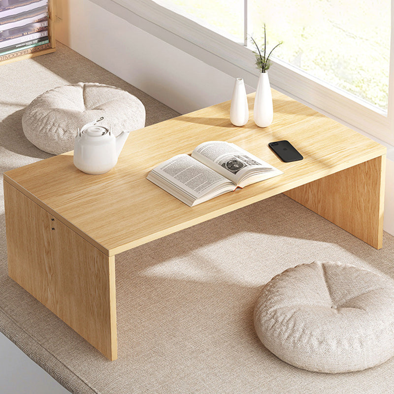 Modern Minimalist Rectangle MDF Low Coffee Table 2-Tier For Living Room