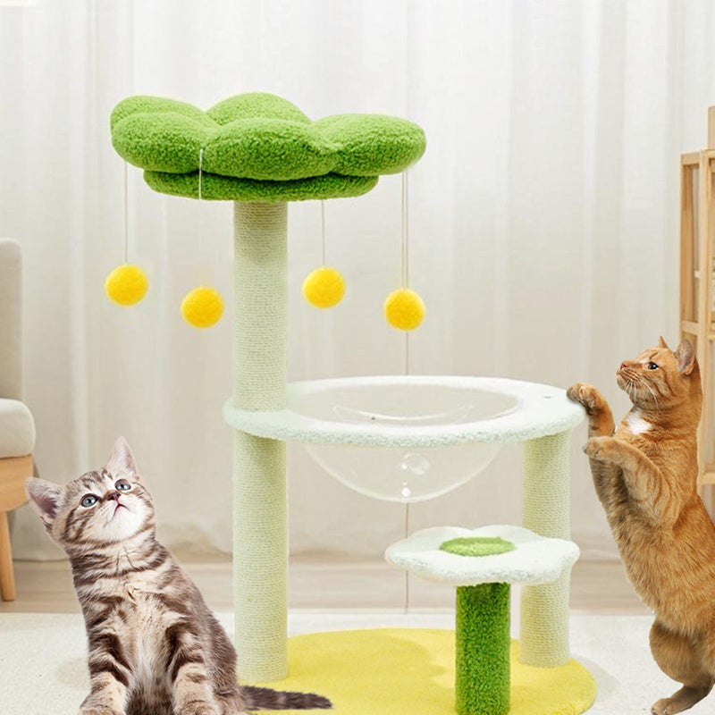現代的なクリエイティブな花形円筒パーティクルボード製プラスチックテディフリース紙チューブ綿麻製キャットツリー＆コンドミニアム 1コンドミニアム（リビングルーム用） 