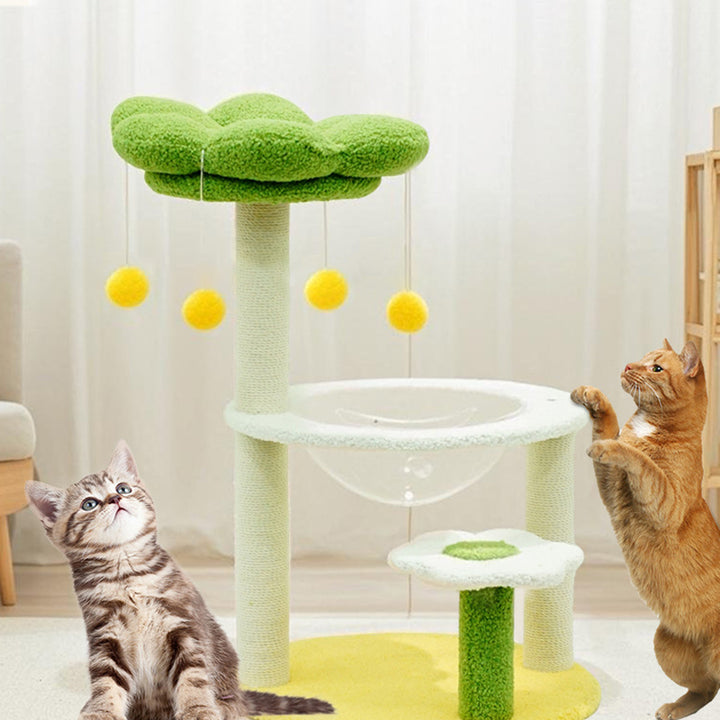 現代的なクリエイティブな花形円筒パーティクルボード製プラスチックテディフリース紙チューブ綿麻製キャットツリー＆コンドミニアム 1コンドミニアム（リビングルーム用） 
