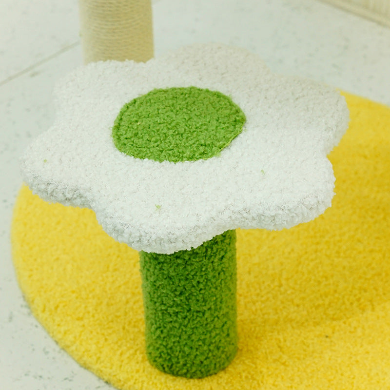 現代的なクリエイティブな花形円筒パーティクルボード製プラスチックテディフリース紙チューブ綿麻製キャットツリー＆コンドミニアム 1コンドミニアム（リビングルーム用） 