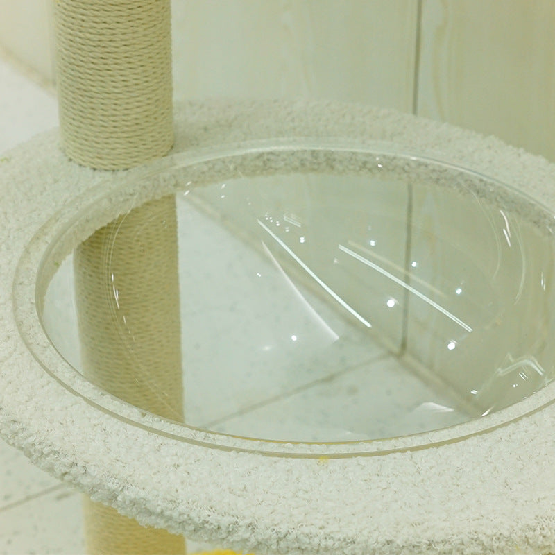 現代的なクリエイティブな花形円筒パーティクルボード製プラスチックテディフリース紙チューブ綿麻製キャットツリー＆コンドミニアム 1コンドミニアム（リビングルーム用） 