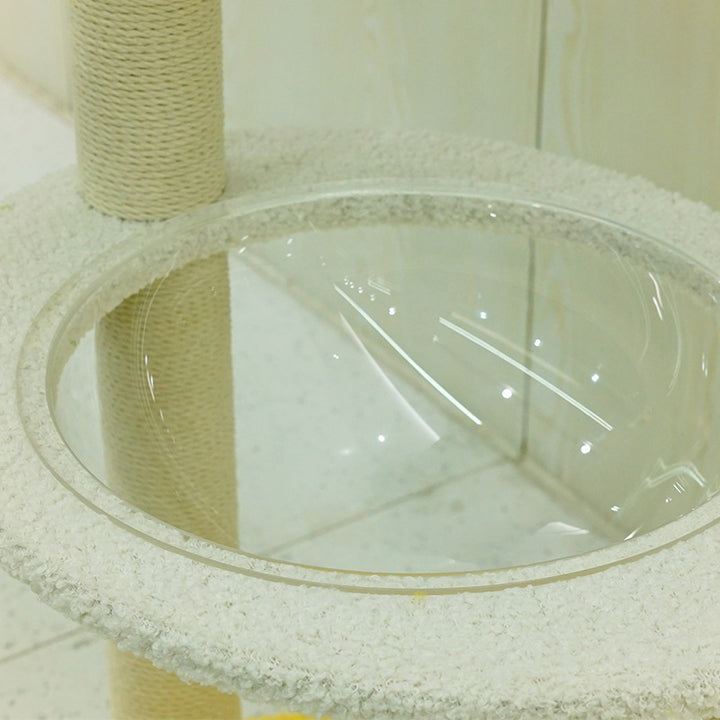 現代的なクリエイティブな花形円筒パーティクルボード製プラスチックテディフリース紙チューブ綿麻製キャットツリー＆コンドミニアム 1コンドミニアム（リビングルーム用） 