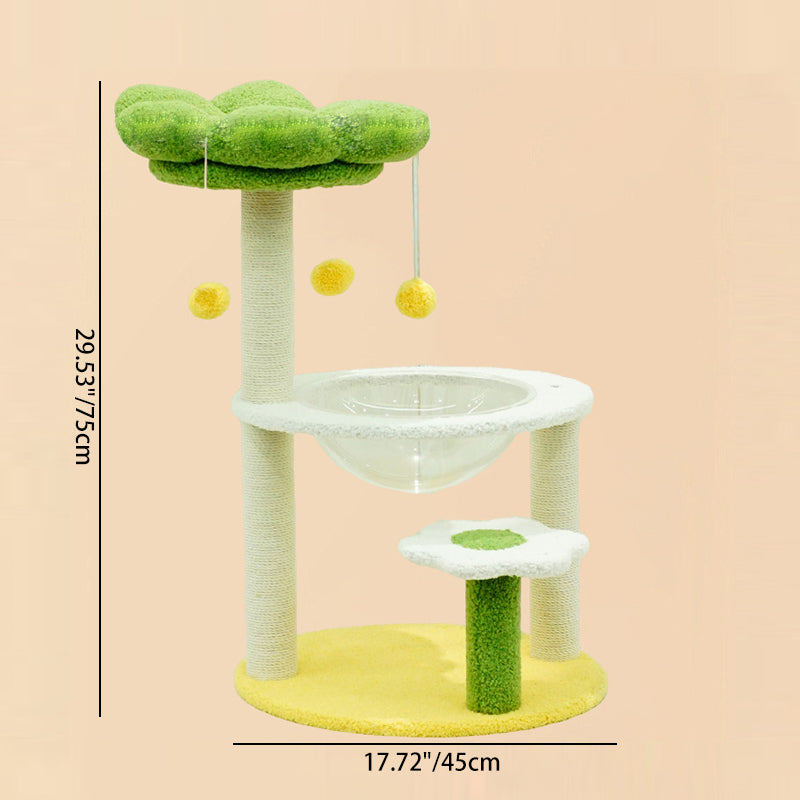 現代的なクリエイティブな花形円筒パーティクルボード製プラスチックテディフリース紙チューブ綿麻製キャットツリー＆コンドミニアム 1コンドミニアム（リビングルーム用） 