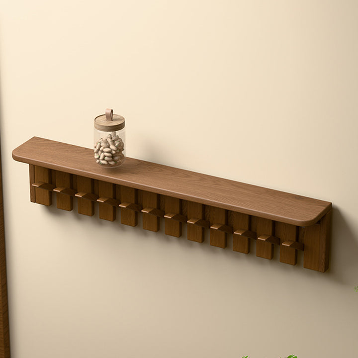 Contemporary Nordic Rectangular Piano-Key Rubberwood Pine Wood Wall-Mounted Coat Rack Hall Tree 1-Tier For Bedroom &amp; Entryways