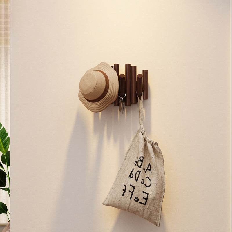 Contemporary Nordic Cylindrical Piano-Key Pine Wall-Mounted Coat Rack Hall Tree For Bedroom &amp; Entryways