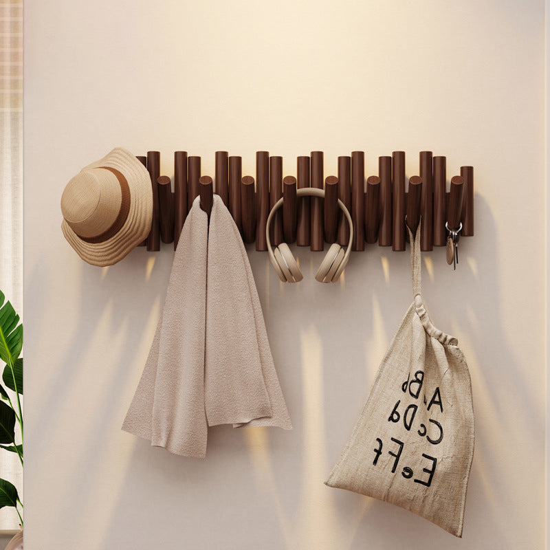Contemporary Nordic Cylindrical Piano-Key Pine Wall-Mounted Coat Rack Hall Tree For Bedroom &amp; Entryways