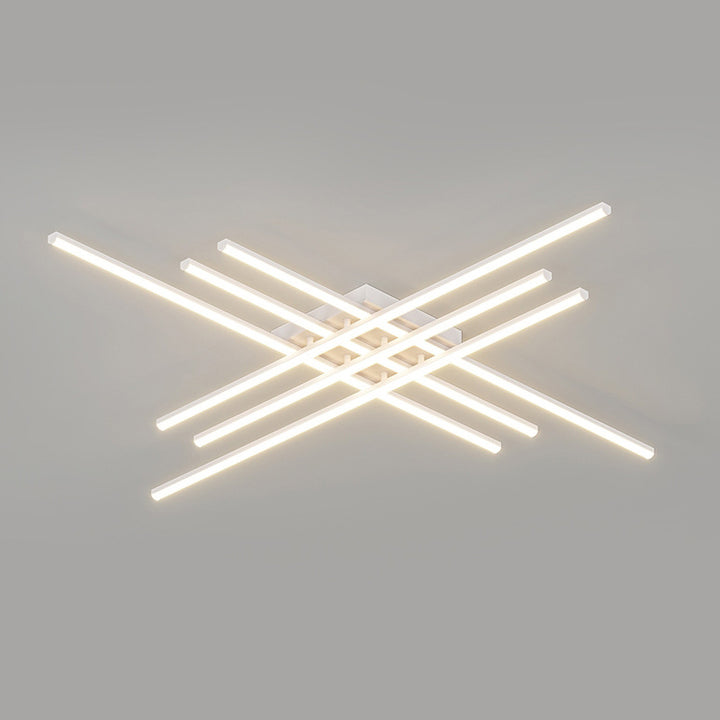 Contemporary Scandinavian Long Strip Grid Aluminum Acrylic LED Semi-Flush Mount Ceiling Light For Living Room