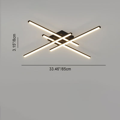 Contemporary Scandinavian Long Strip Grid Aluminum Acrylic LED Semi-Flush Mount Ceiling Light For Living Room