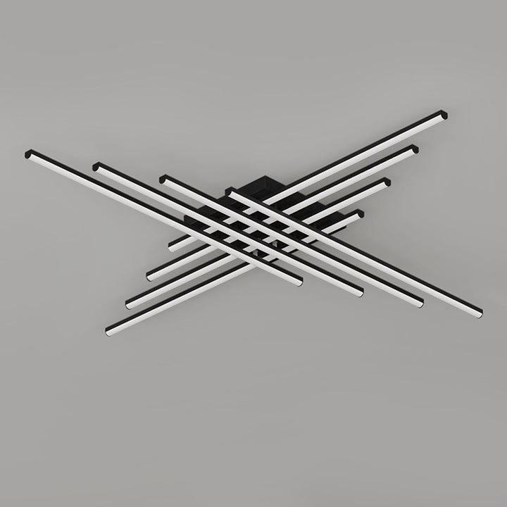 Contemporary Scandinavian Long Strip Grid Aluminum Acrylic LED Semi-Flush Mount Ceiling Light For Living Room