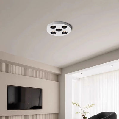 Modern Minimalist Iron Round LED Flush Mount Ceiling Light Spotlight For Living Room & Hallway
