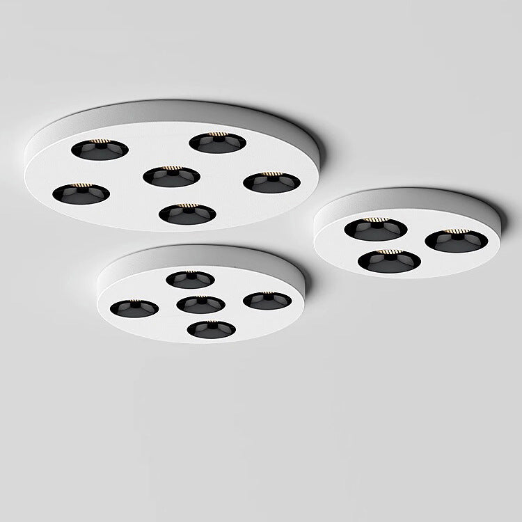 Modern Minimalist Iron Round LED Flush Mount Ceiling Light Spotlight For Living Room & Hallway