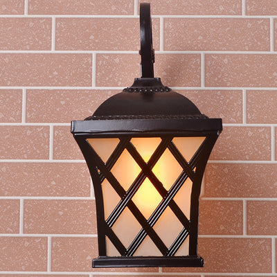 Lámpara de Aplique de Pared Estilo Linterna de 1 Luz de Aluminio y Vidrio Impermeable Tradicional Europea para Patio y Jardín Exterior 
