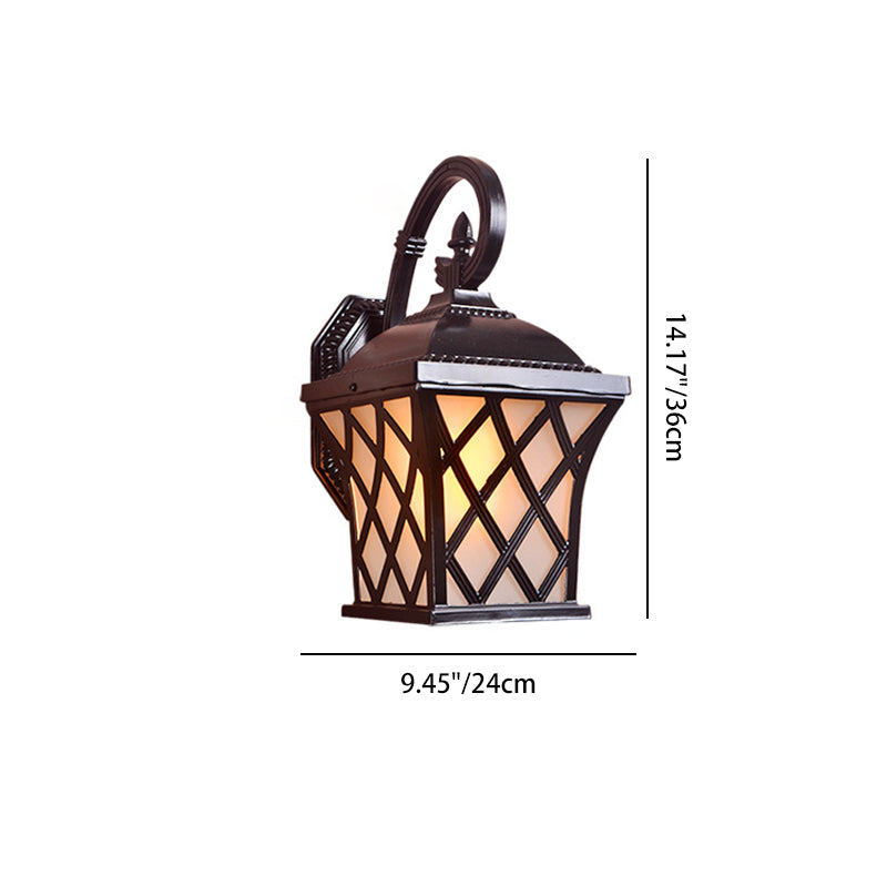 Lámpara de Aplique de Pared Estilo Linterna de 1 Luz de Aluminio y Vidrio Impermeable Tradicional Europea para Patio y Jardín Exterior 