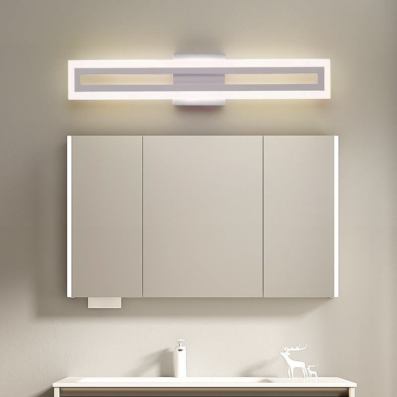 Modern Minimalist Iron & Acrylic Rectangular LED Wall Sconce Lamp Vanity Light For Bathroom