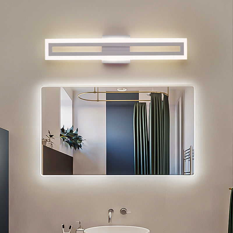 Modern Minimalist Iron & Acrylic Rectangular LED Wall Sconce Lamp Vanity Light For Bathroom